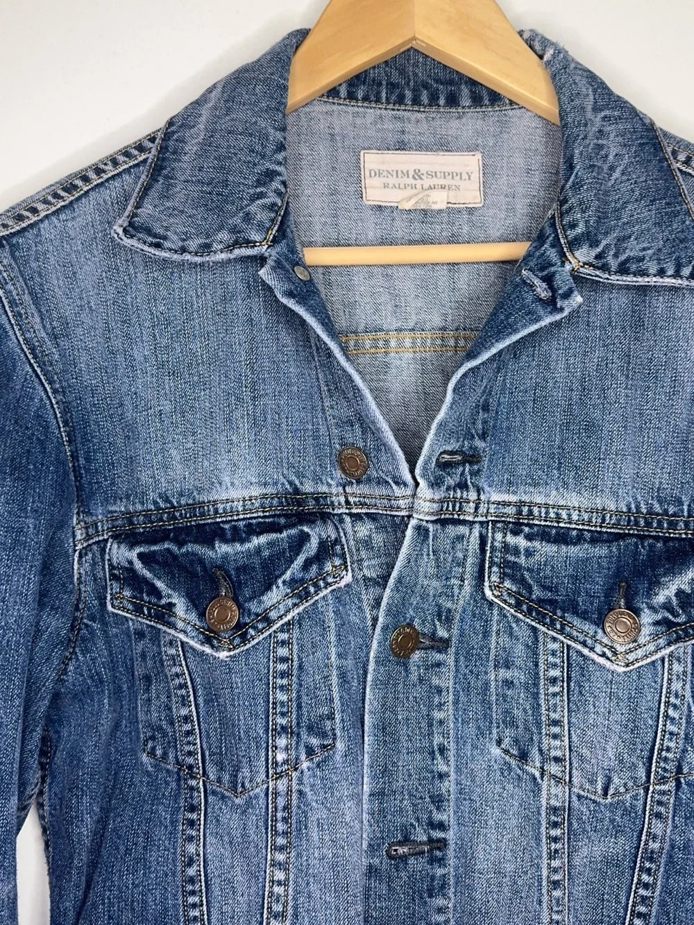 Ralph Lauren Denim & Supply Classic Jean Jacket Distressed Women’s Small Preppy - Picture 2 of 6